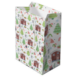 Schattig feestelijk kerstpatroon medium cadeauzakje