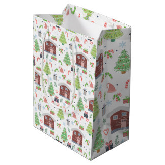 Schattig feestelijk kerstpatroon medium cadeauzakje