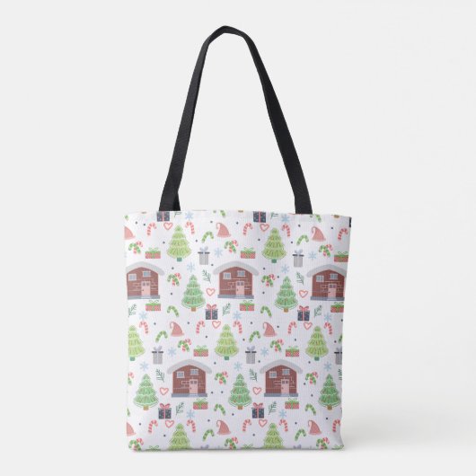 Schattig feestelijk kerstpatroon tote bag (Achterkant)