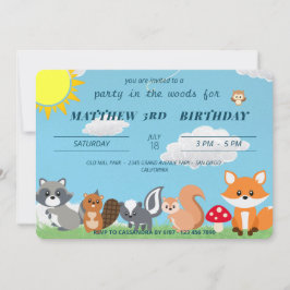 Schattig feestje in het bosdieren kinderverjaardag kaart