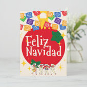 Schattig feliz navidad kerst feestdagenkaart (Staand voorkant)