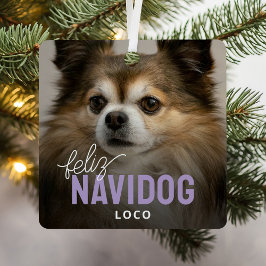 Schattig Feliz Navidog Huisdier Foto Kerstmis Metalen Ornament