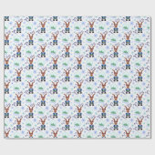 Schattig Festief Blauw Kerstrendier Cadeaupapier (Vlak)