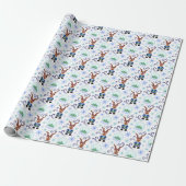 Schattig Festief Blauw Kerstrendier Cadeaupapier (Uitgerold)