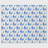 Schattig Festief Blauw Kerstrendier Cadeaupapier (Vlak)