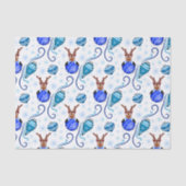 Schattig Festief Blauw Kerstrendier Tissuepapier (Voorkant)