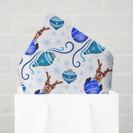 Schattig Festief Blauw Kerstrendier Tissuepapier