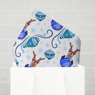 Schattig Festief Blauw Kerstrendier Tissuepapier