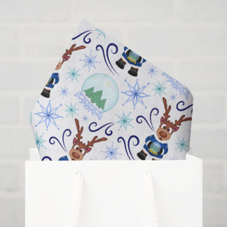 Schattig Festief Blauw Kerstrendier Tissuepapier