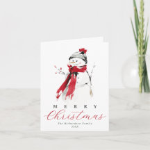 Schattig Festief Watercolor Sneeuwman Prettig Kers