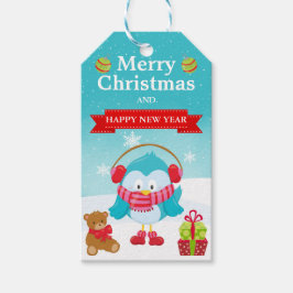 Schattig Festieve Blauwe Vogel in Kerstmannetje Ke Cadeaulabel