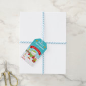Schattig Festieve Rode Vogel in Kerstmannetjeshoed Cadeaulabel (Met Touw)