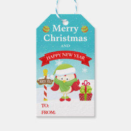 Schattig Festieve Rode Vogel in Kerstmannetjeshoed Cadeaulabel