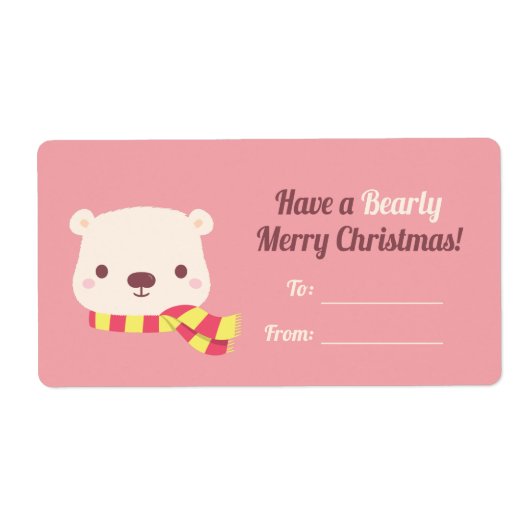 Schattig, fijne Kerstmis Decoratie Etiket (Voorkant)