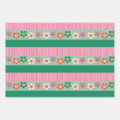 Schattig Fins patchwork bloemenstreep patroon Inpakpapier Vel (Voorkant 3)