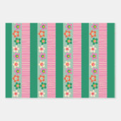 Schattig Fins patchwork bloemenstreep patroon Inpakpapier Vel (Voorkant 2)