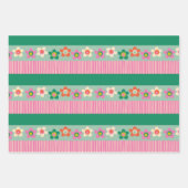 Schattig Fins patchwork bloemenstreep patroon Inpakpapier Vel (Voorkant)