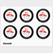 Schattig Flamingo Koppel Bedankt in Zwart & Wit Ronde Sticker (Vel)