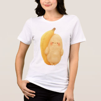 Schattig Fluffy Banaan Sprookjesfiguur met Rozige Tri-Blend Shirt