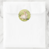 Schattig Fluffy Konijn Wilde Bloemenweide Ronde Sticker (Tas)