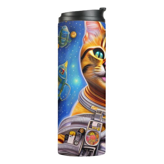 Schattig fonauturistisch kat thermosbeker (Gedraaid links)