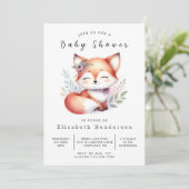 Schattig Forest Tale Fox Baby shower Kaart (Staand voorkant)