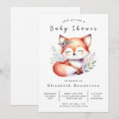 Schattig Forest Tale Fox Baby shower Kaart (Voorkant / Achterkant)