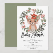 schattig fox boho floral modern baby shower kaart (Voorkant / Achterkant)