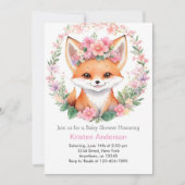 Schattig Fox Boho Forest Meisje Baby shower Kaart (Voorkant)