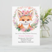 Schattig Fox Boho Forest Meisje Baby shower Kaart (Staand voorkant)