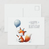 Schattig Fox met Balloon Verjaardag Kaart (Voorkant / Achterkant)