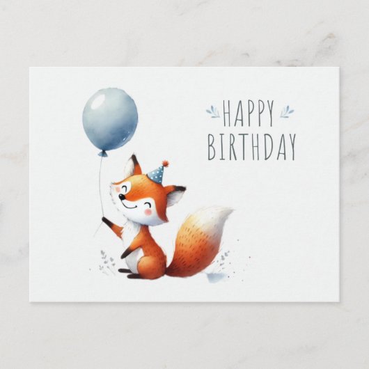 Schattig Fox met Balloon Verjaardag Kaart (Voorkant)