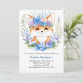 Schattig Fox Whimsical Boy Baby shower Kaart (Staand voorkant)