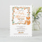 Schattig Fox Woodland Baby shower Invitation Kaart (Staand voorkant)