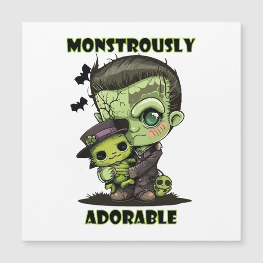 Schattig Frankenstein-monster met knuffel (Voorkant)