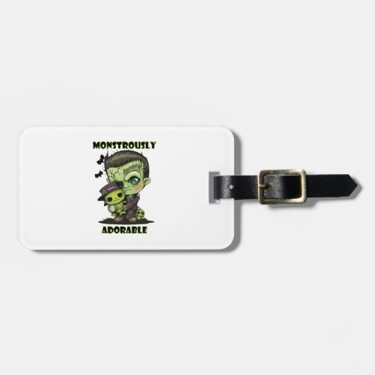 Schattig Frankenstein-monster met knuffel Bagagelabel (Voorkant horizontaal)