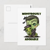 Schattig Frankenstein-monster met knuffel Briefkaart (Voorkant / Achterkant)
