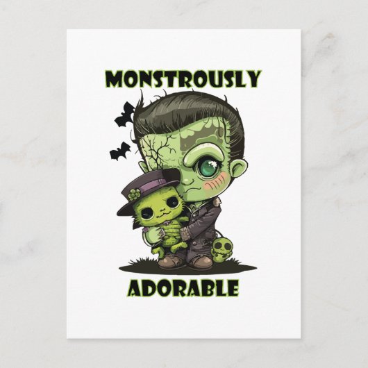Schattig Frankenstein-monster met knuffel Briefkaart (Voorkant)
