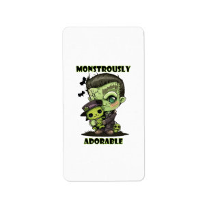 Schattig Frankenstein-monster met knuffel Etiket