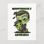 Schattig Frankenstein-monster met knuffel Informatiekaartje (Achterkant)