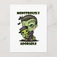 Schattig Frankenstein-monster met knuffel