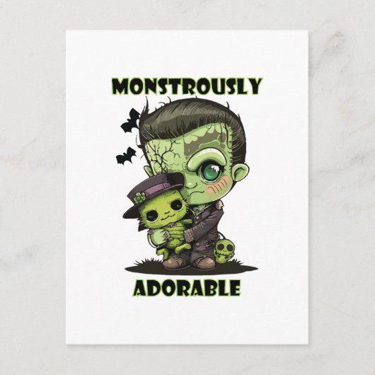 Schattig Frankenstein-monster met knuffel Informatiekaartje (Voorkant)