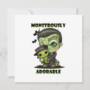 Schattig Frankenstein-monster met knuffel Kaart