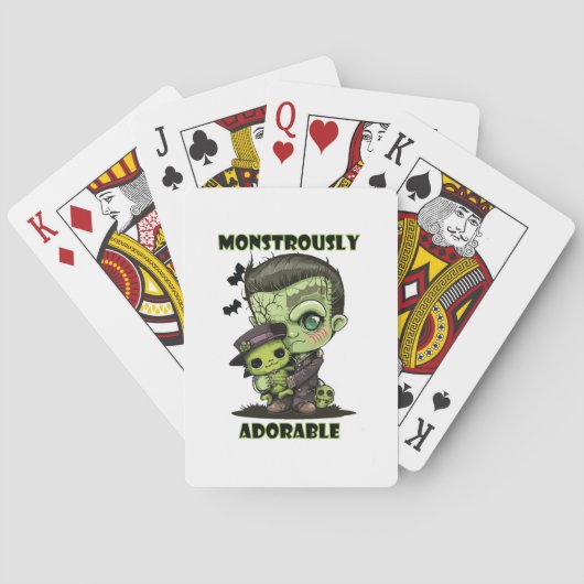Schattig Frankenstein-monster met knuffel Pokerkaarten (Achterkant)