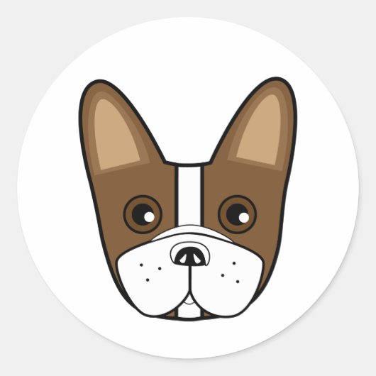 Schattig Frans Bulldog gezicht Ronde Sticker (Voorkant)
