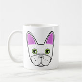 Schattig Frans Bulldog Gezicht - White Frenchie Koffiemok (Links)
