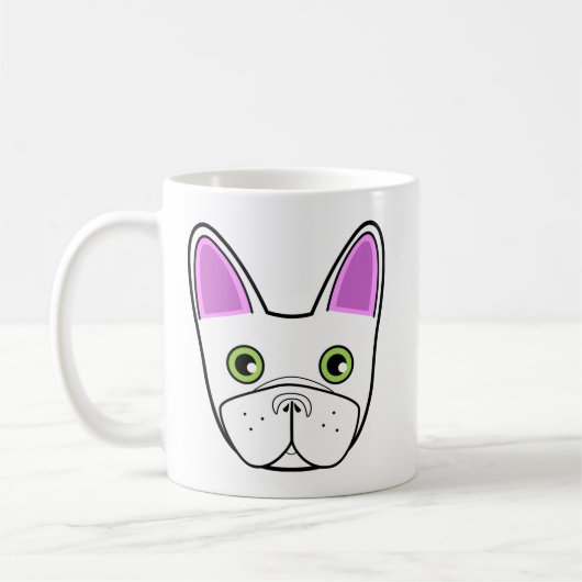 Schattig Frans Bulldog Gezicht - White Frenchie Koffiemok (Links)