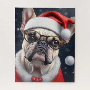 Schattig Frans Bulldog Kerstman Kerstvakantie Ontw Legpuzzel