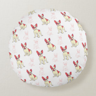 Schattig Frans Bulldog Patroon Frenchie Hond Liefh Rond Kussen