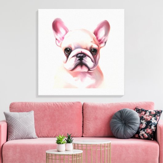 Schattig Frans bulldog schilderij Canvas Afdruk (Insitu (Woonkamer))